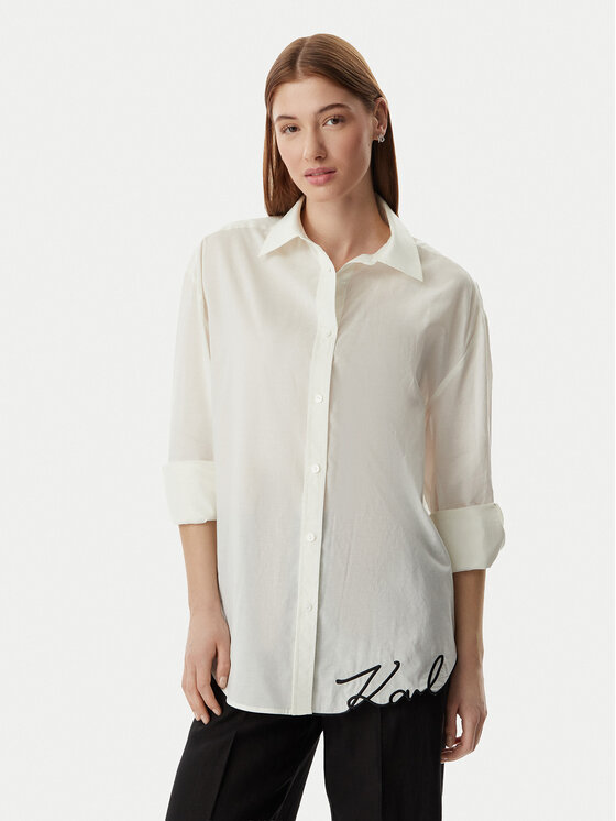KARL LAGERFELD Koszula B2W46034 Kremowy Oversize