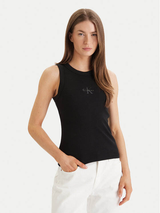 Calvin Klein Jeans Top LV047E200G Czarny Slim Fit
