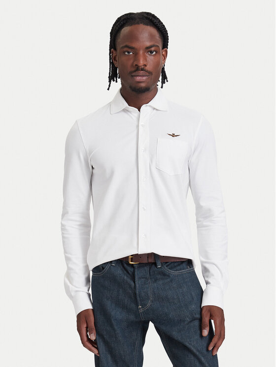 Aeronautica Militare Koszula 262CA1313UP00408 Biały Regular Fit