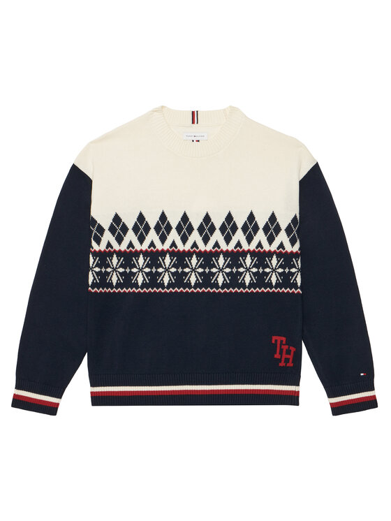 Tommy Hilfiger Sweter Winter  KB0KB10700 Kremowy Regular Fit
