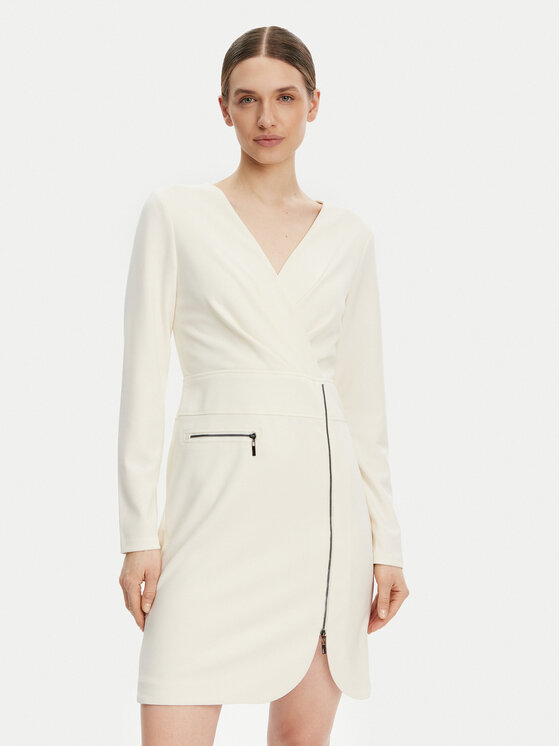 DKNY Sukienka koktajlowa DD4JI62A Kremowy Slim Fit