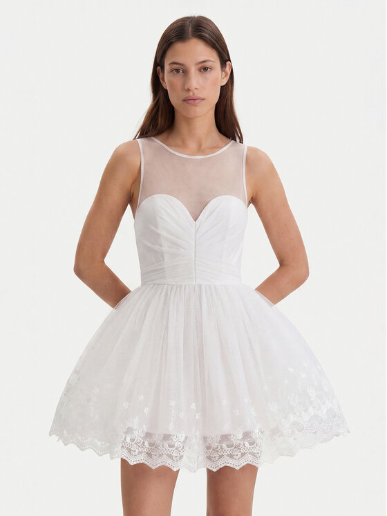 Bardot Sukienka koktajlowa Hilda Hoop 60223DB Biały Regular Fit