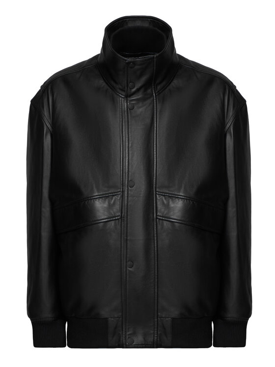 BOSS Kurtka skórzana 50566593 Czarny Regular Fit