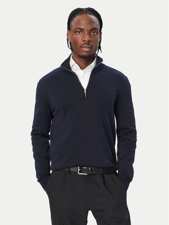 HUGO Sweter 50574143 Granatowy Regular Fit