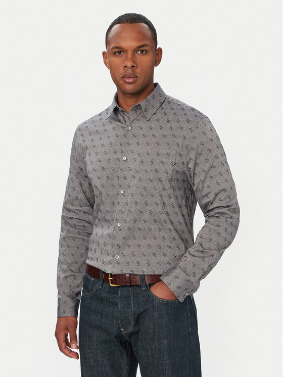 Guess Koszula M6GH18 W1713 Szary Regular Fit