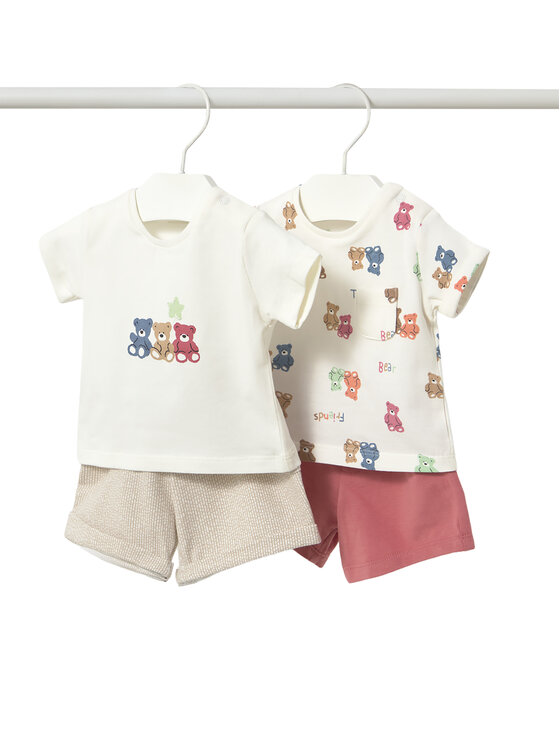 Mayoral Komplet 2 t-shirtów i spodenek 1652 Kolorowy Regular Fit