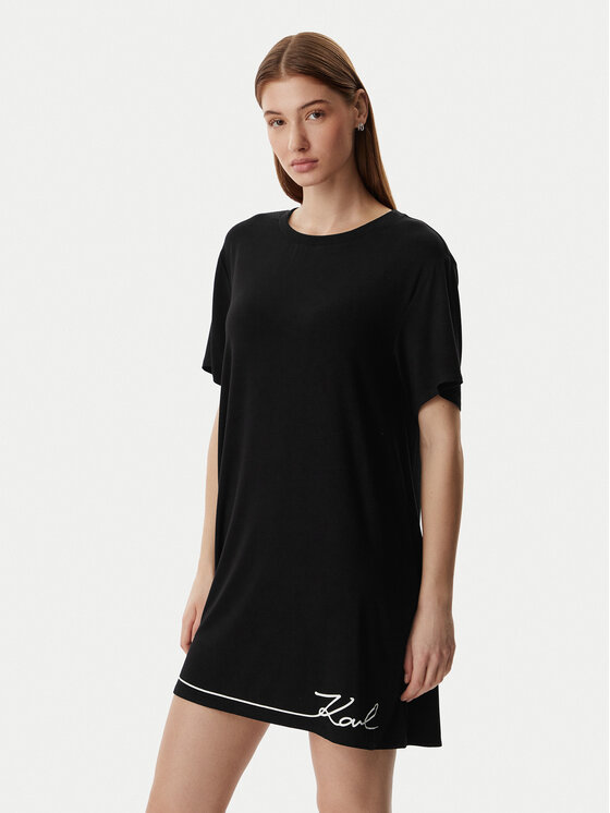 KARL LAGERFELD Koszula nocna B1W45009 Czarny Regular Fit