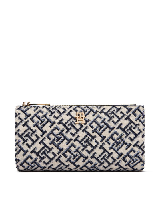 Tommy Hilfiger Portfel Th Icon Long Bifold Jacquard AW0AW19003 Niebieski