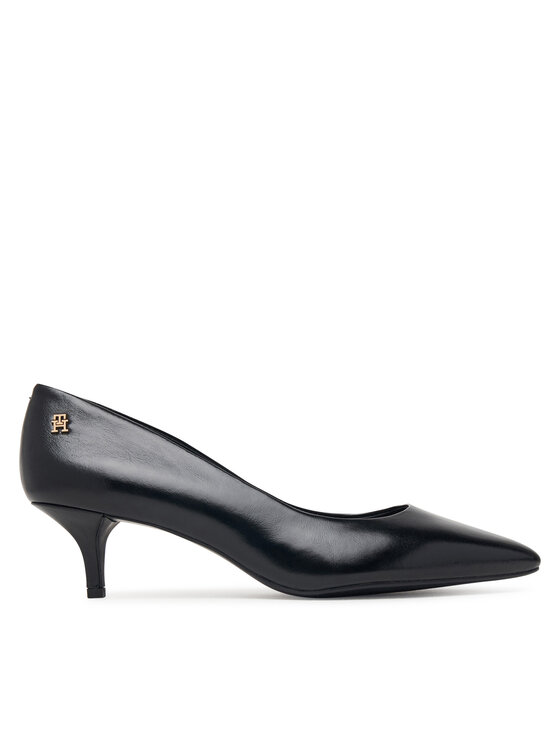 Tommy Hilfiger Czółenka Kitten Heel Court Leather Shoe FW0FW09526 Czarny