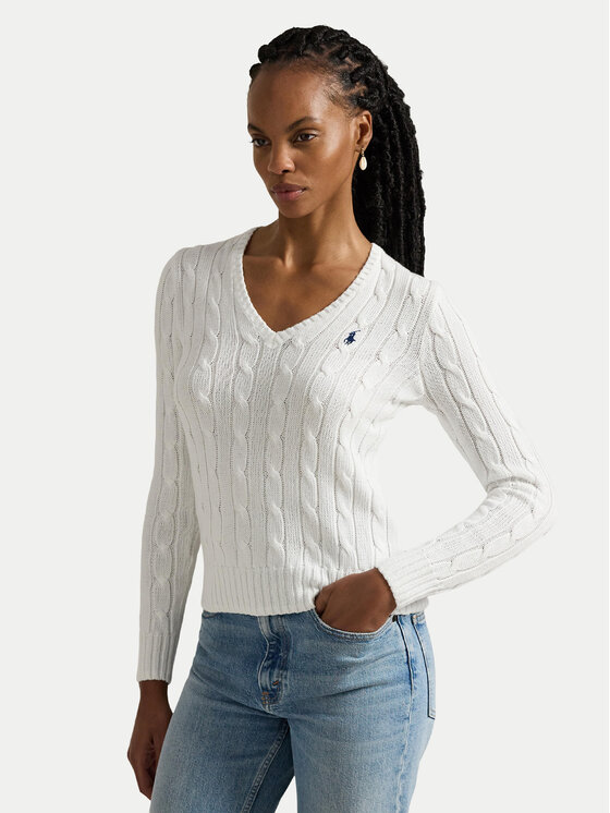Polo Ralph Lauren Sweter 211971870003 Biały Slim Fit