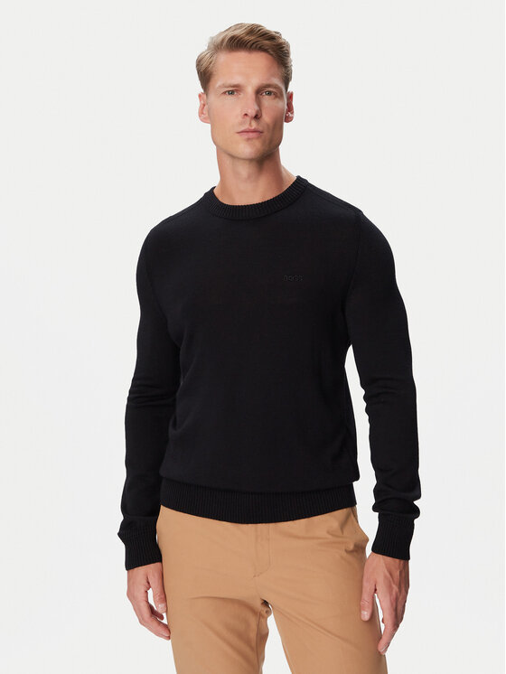 BOSS Sweter 50578034 Czarny Regular Fit