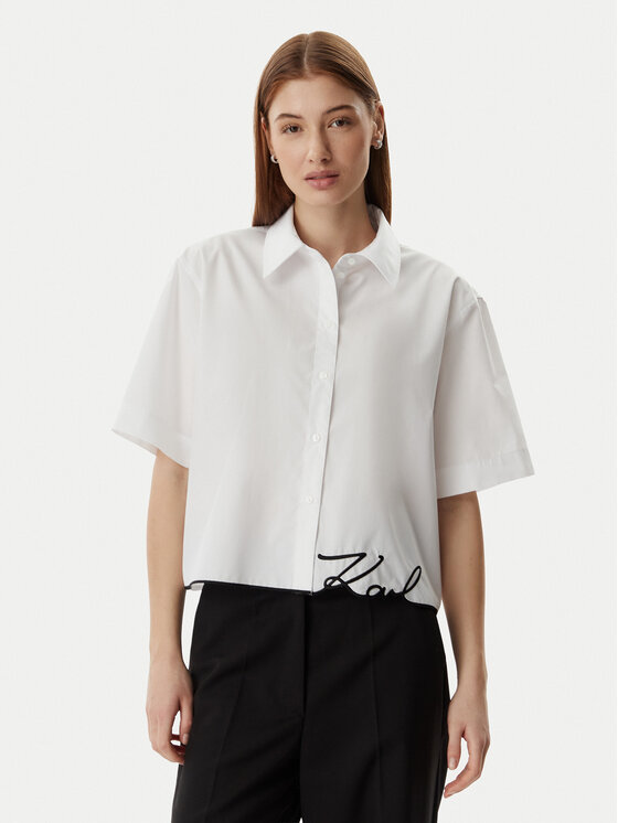 KARL LAGERFELD Koszula B2W11017 Biały Loose Fit