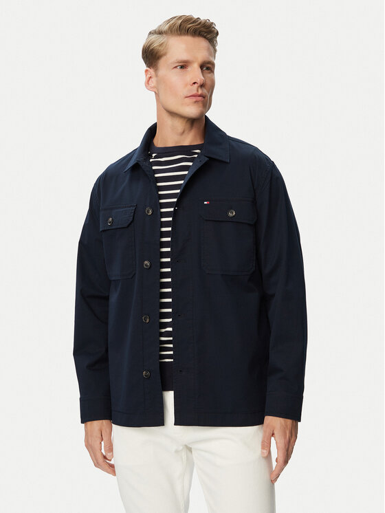 Tommy Hilfiger Kurtka koszulowa Blend MW0MW43471 Granatowy Regular Fit