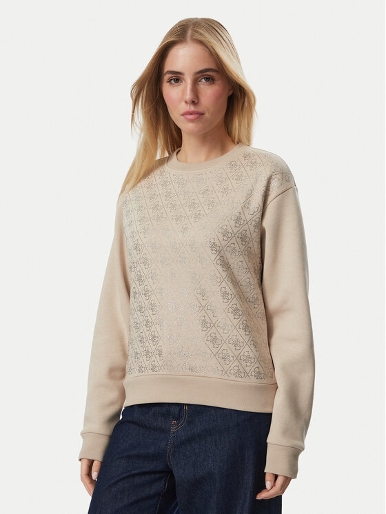 Guess Bluza W6BQ14 K6060 Beżowy Regular Fit