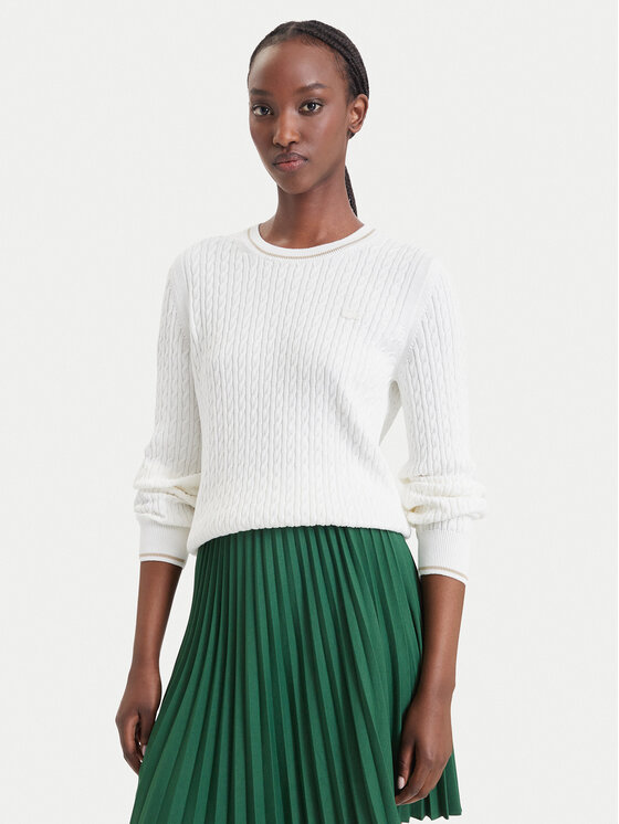 Lacoste Sweter AF3241 Kremowy Regular Fit