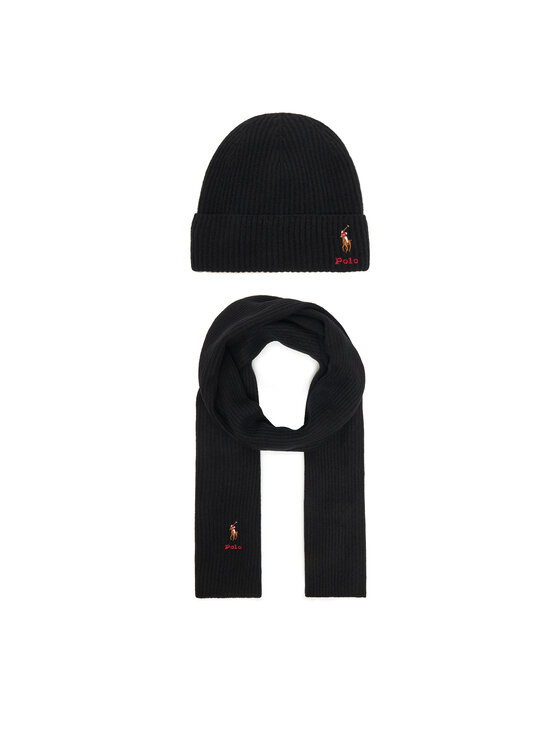 Polo Ralph Lauren Zestaw szalik i czapka 455981430003 Czarny