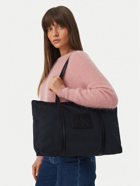 Calvin Klein Torebka Medium Tote LV04F3869G Czarny
