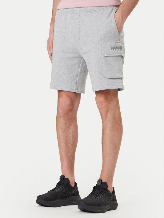 Napapijri Szorty sportowe N-Box Logo NP0A4I59 Szary Relaxed Fit