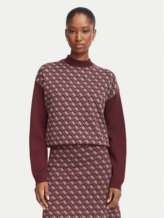 Guess Sweter W5BR23 Z3JD2 Bordowy Regular Fit