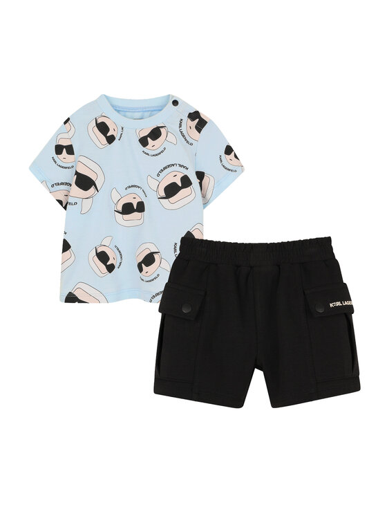 Karl Lagerfeld Kids Komplet t-shirt i spodenki Z31070 S Kolorowy Regular Fit