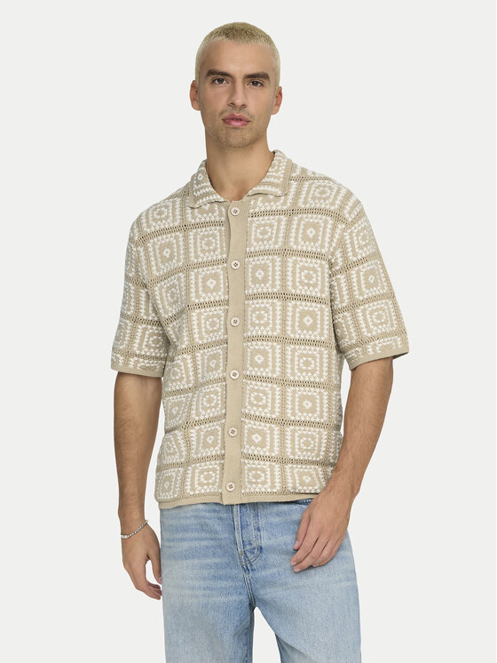 Only & Sons Koszula Bart 22033329 Beżowy Relaxed Fit