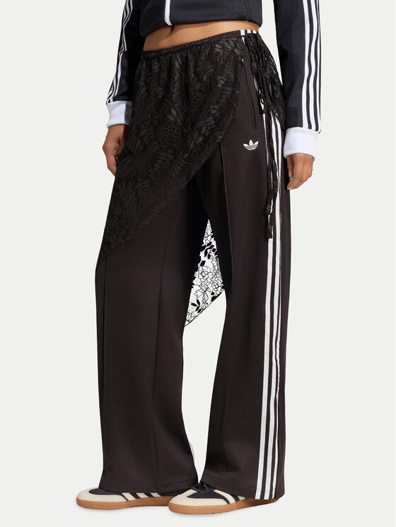 adidas Spodnie dresowe 2In1 Firebird Loose Track Trousers With Lace Skirt LG4275 Brązowy Relaxed Fit