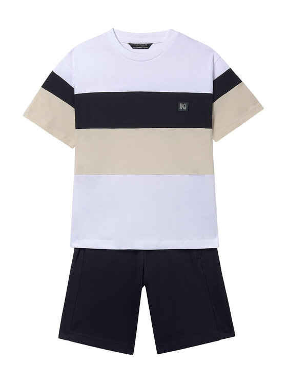 Mayoral Komplet t-shirt i spodenki 6691 Czarny Regular Fit