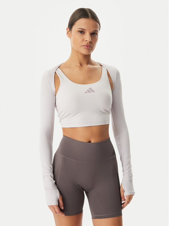 adidas Koszulka techniczna Power Essentials Workout Contour KD2217 Fioletowy Slim Fit