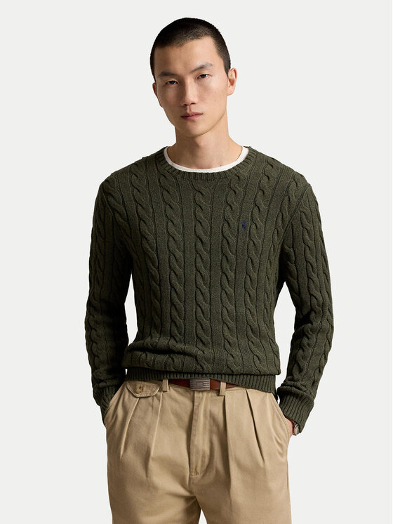Polo Ralph Lauren Sweter 710775885554 Zielony ciemny Regular Fit