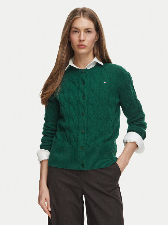 Tommy Hilfiger Kardigan Soft WW0WW52191 Zielony Regular Fit