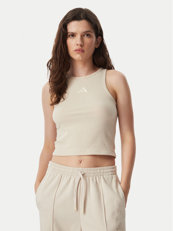 adidas Top Kit Small Logo Rib Tank KS7834 Kremowy Slim Fit