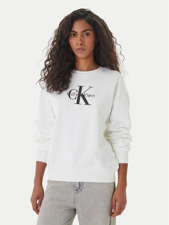 Calvin Klein Jeans Bluza Monologo LV047B234G Biały Relaxed Fit