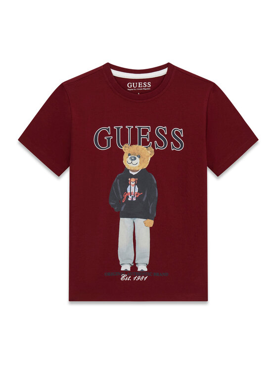 Guess T-Shirt L6YI19 K3750 Bordowy Regular Fit
