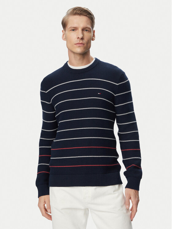Tommy Jeans Sweter DM0DM23384 Granatowy Slim Fit