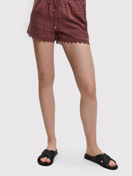 Vero Moda Szorty materiałowe Honey 10190155 Bordowy Regular Fit