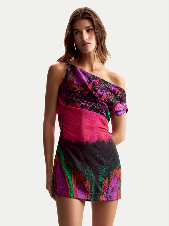 Desigual Sukienka letnia Beattl Lacroix 26SWVW59 Kolorowy Regular Fit