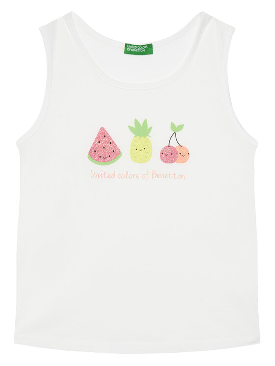 United Colors Of Benetton Top 3I1XGH012 Biały Regular Fit