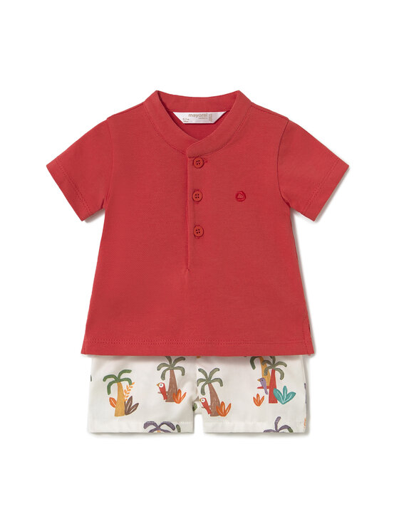 Mayoral Komplet polo i spodenki 1217 Czerwony Regular Fit