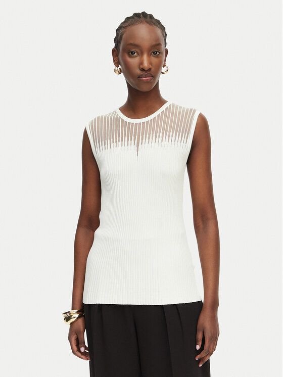 Rinascimento Top CFM0012239003 Biały Slim Fit