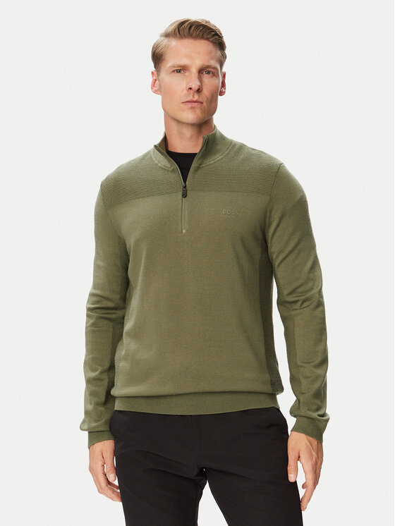 BOSS Sweter Momentum-X QZ 50547898 Khaki Regular Fit