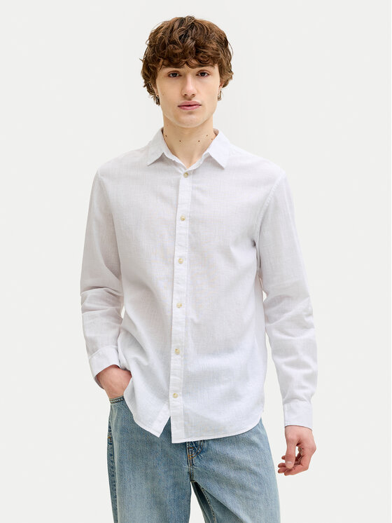 Jack & Jones Koszula Summer 12289174 Biały Regular Fit