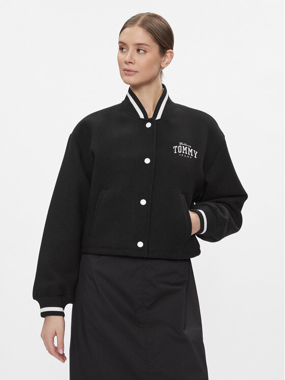 Tommy Jeans Kurtka bomber Varsity DW0DW17236 Czarny Relaxed Fit