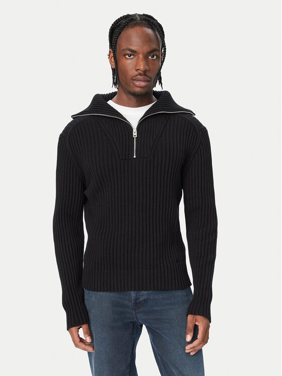 HUGO Sweter 50570250 Czarny Regular Fit