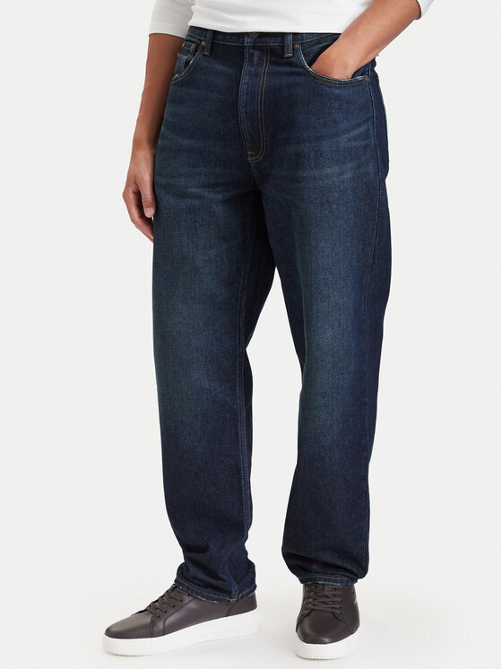 Calvin Klein Jeansy 90s LV04RH739G Granatowy Taper Fit