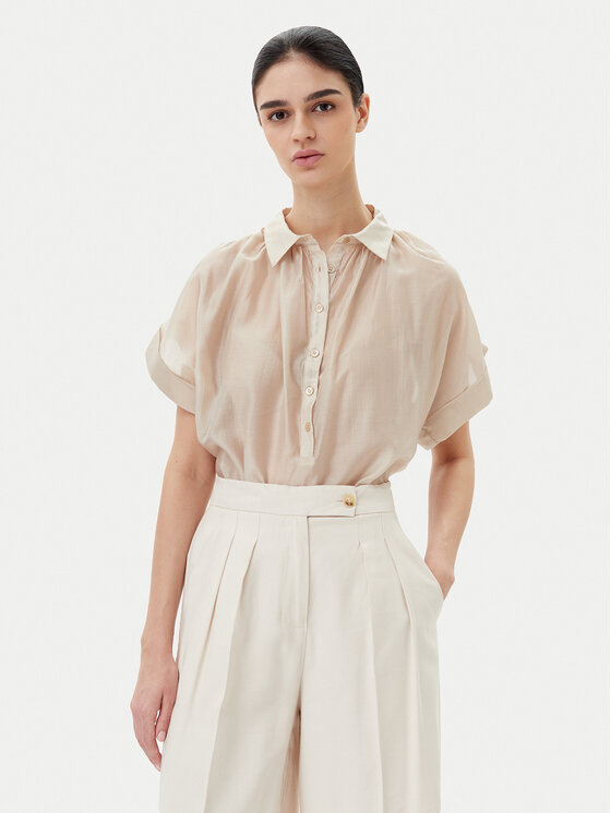 ViCOLO Bluzka TD0342 Beżowy Relaxed Fit