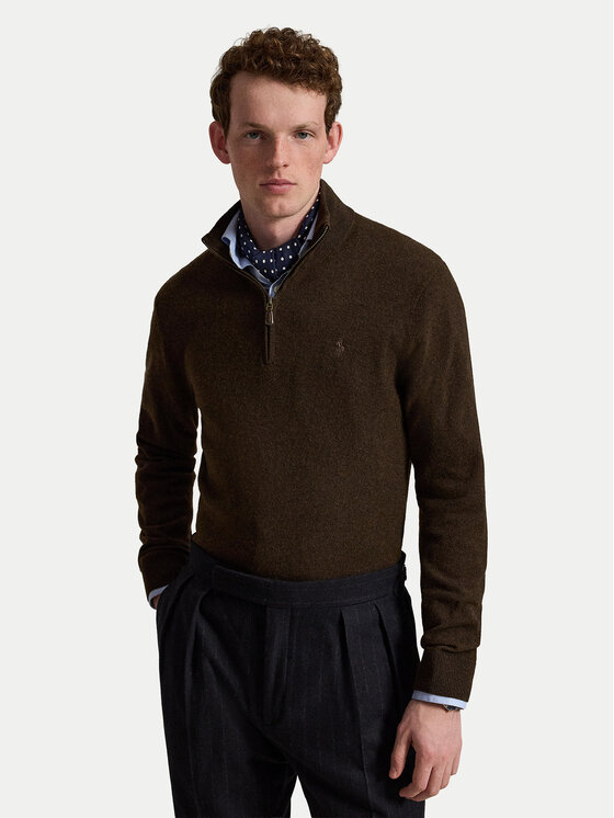 Polo Ralph Lauren Sweter 710876756503 Brązowy ciemny Regular Fit
