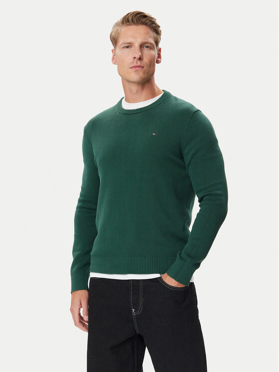 Tommy Jeans Sweter DM0DM21787 Zielony ciemny Regular Fit