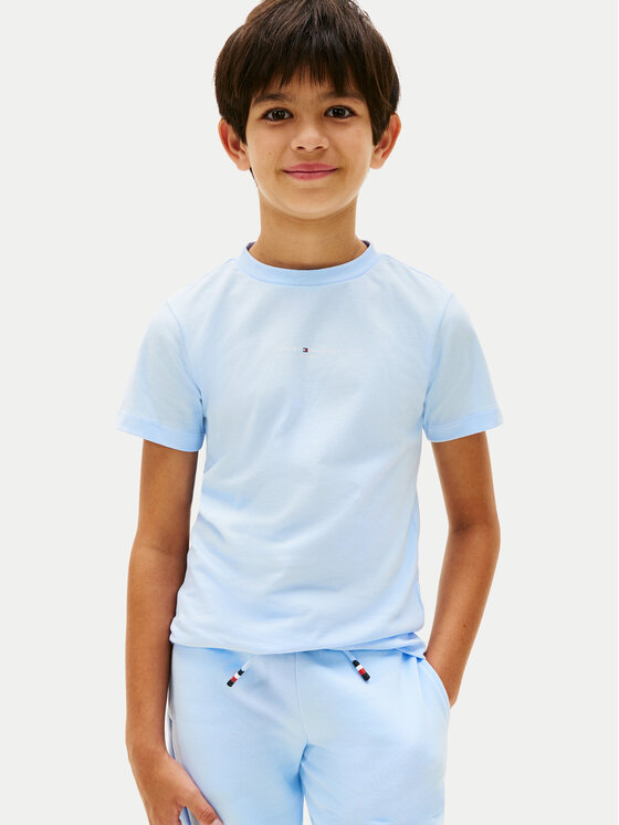 Tommy Hilfiger T-Shirt Essential Logo KB0KB09666 Niebieski jasny Regular Fit