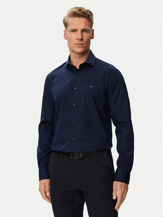 Tommy Hilfiger Koszula MW0MW43749 Granatowy Slim Fit