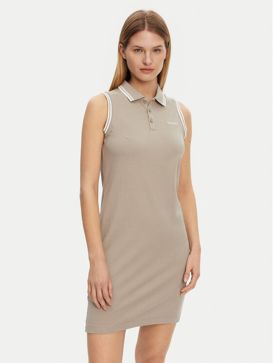 Guess Sukienka codzienna V5GK04 KCOK1 Khaki Regular Fit